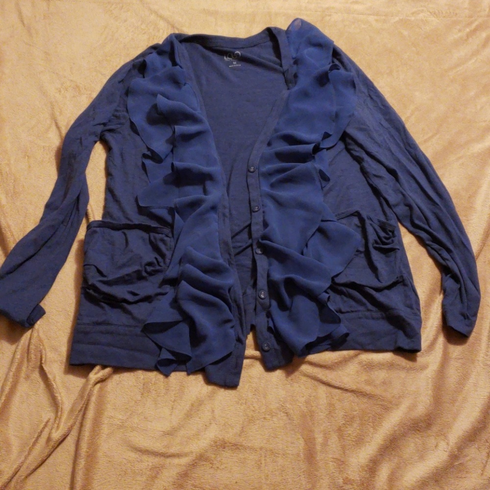 Blue ruffle cardigan